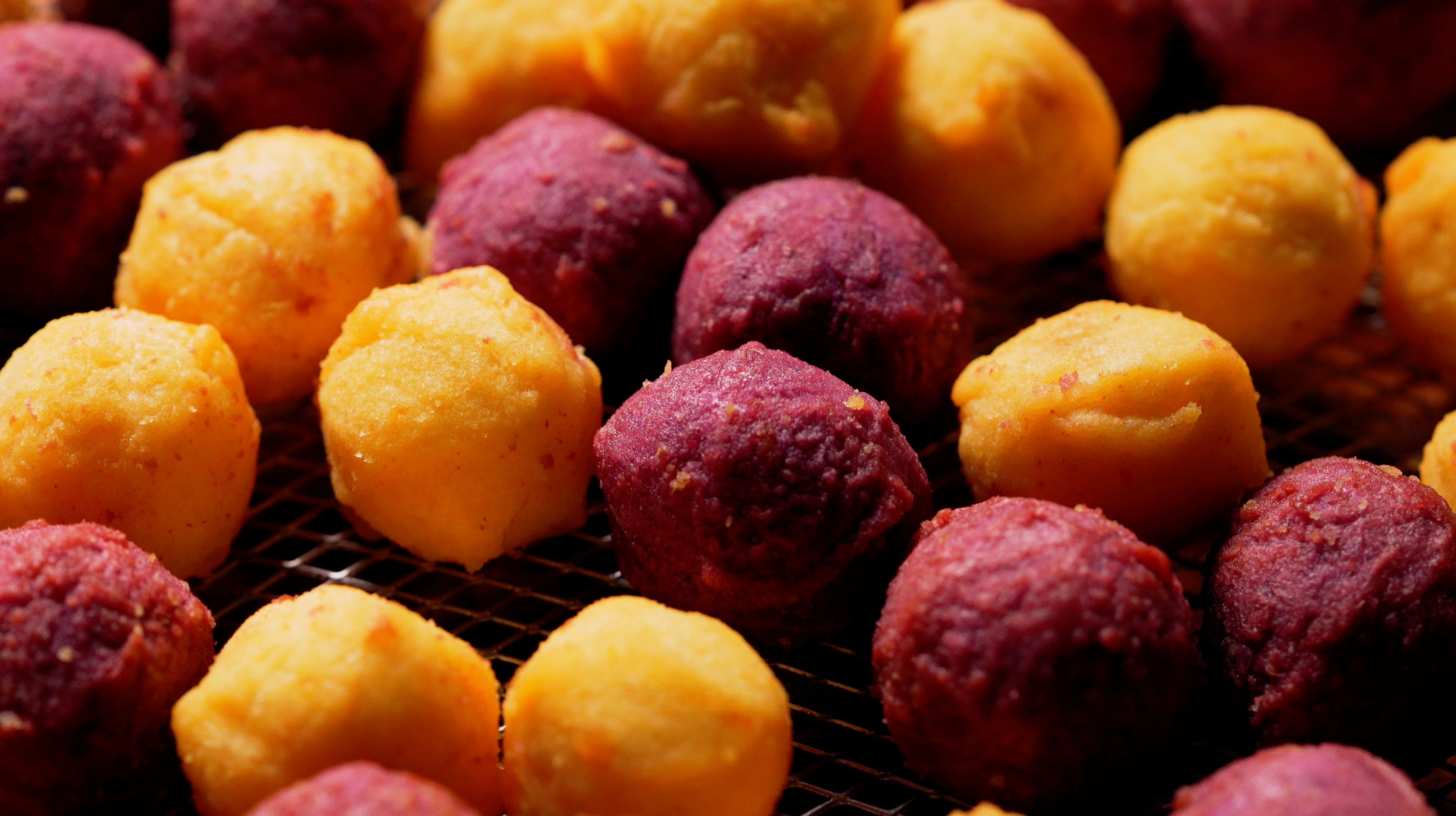 Lumo oven cooking – detailed close-up of baked sweet potato balls